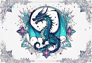 Constellation, kawaii dragon, snowflake tattoo idea