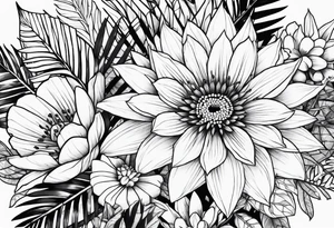 Jungle flowers safari tattoo idea