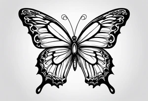 thin delicate contour butterfly tattoo idea