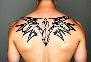 Texas longhorn who horns run along the muscles of the back tattoo idea