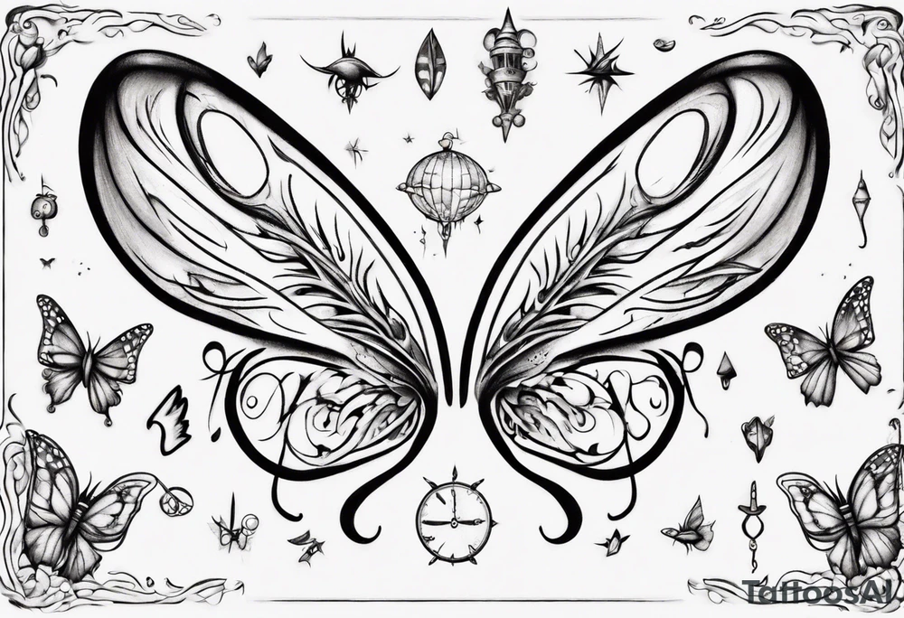 Curiosity inscribed into a simple fairy wing tattoo idea