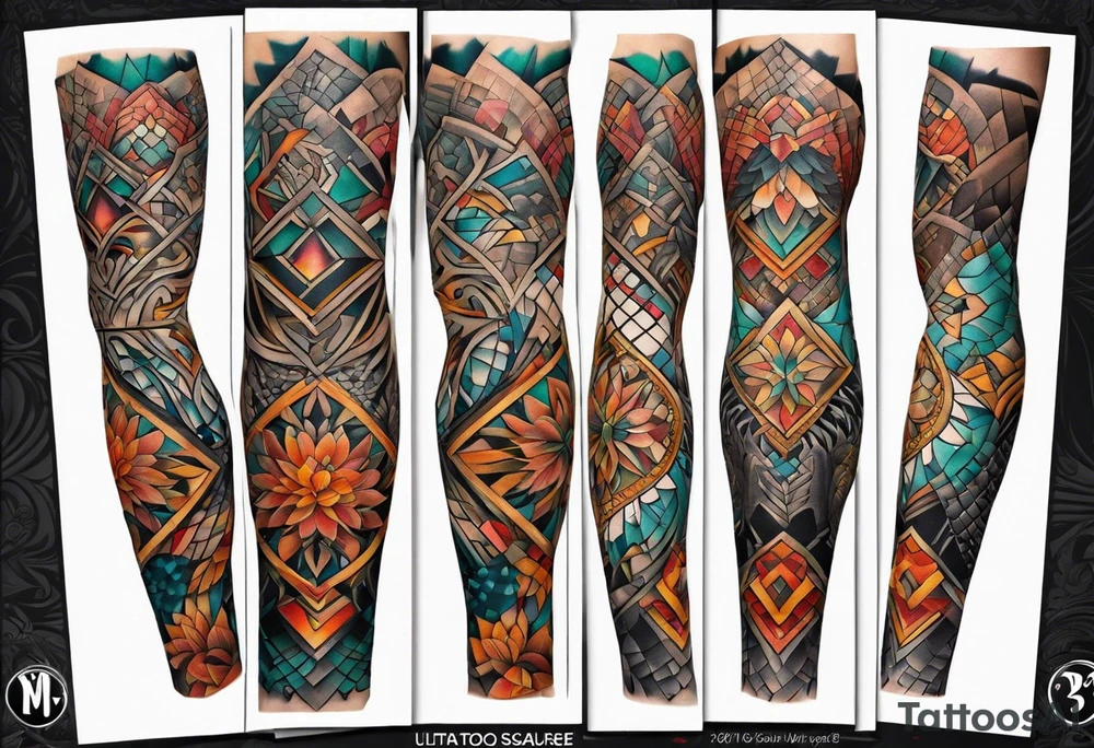 Full leg tattoo sleeve square tattoo idea