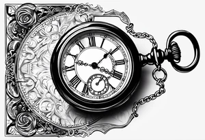Pocket watch with chain and dates 28/08/1960-25/03/2024 tattoo idea