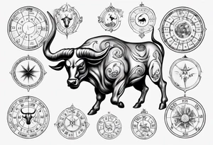 Taurus with astrology calendar tattoo idea