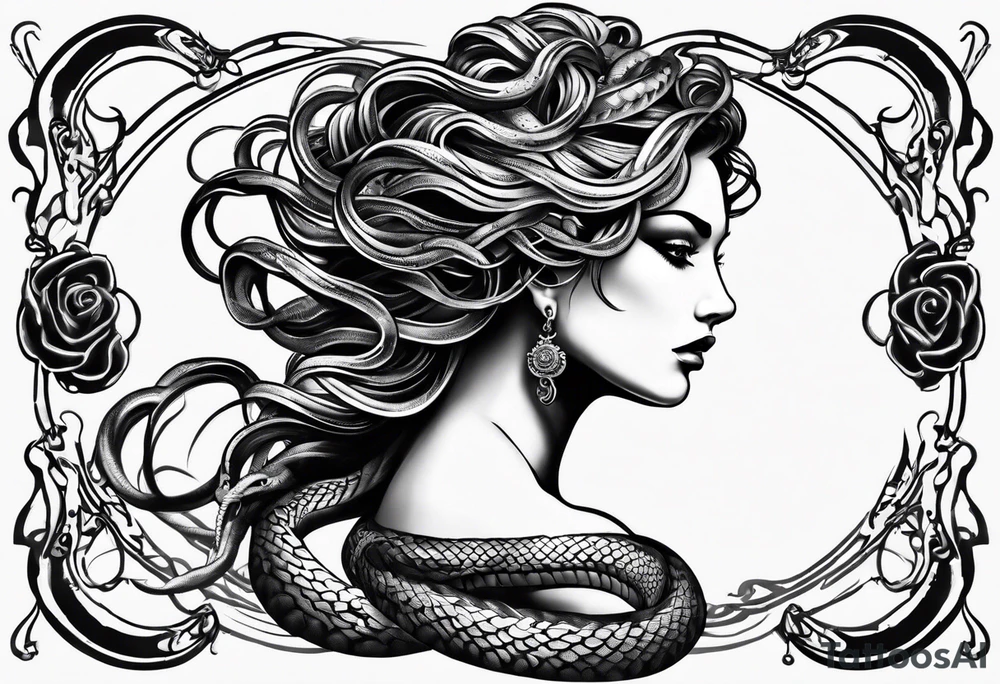 Medusa with snakes for hair tattoo idea