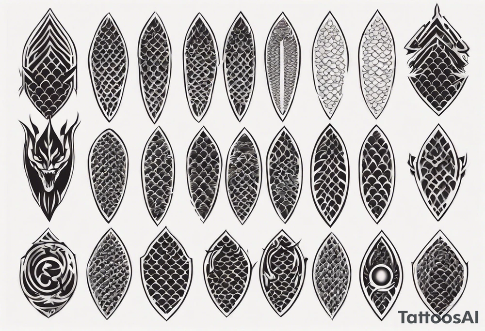Dragon scale armor symmetrical tattoo idea