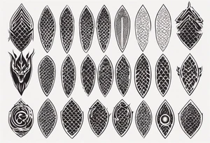 Dragon scale armor symmetrical tattoo idea
