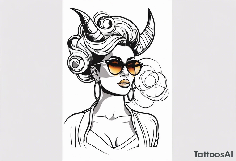 woman with big titts, capricorn with sunglasses tattoo idea