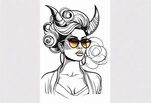 woman with big titts, capricorn with sunglasses tattoo idea