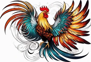 phoenix 
chinese 
rooster
long tail 
elegant 
wings down
long neck
long feathers
in flight tattoo idea