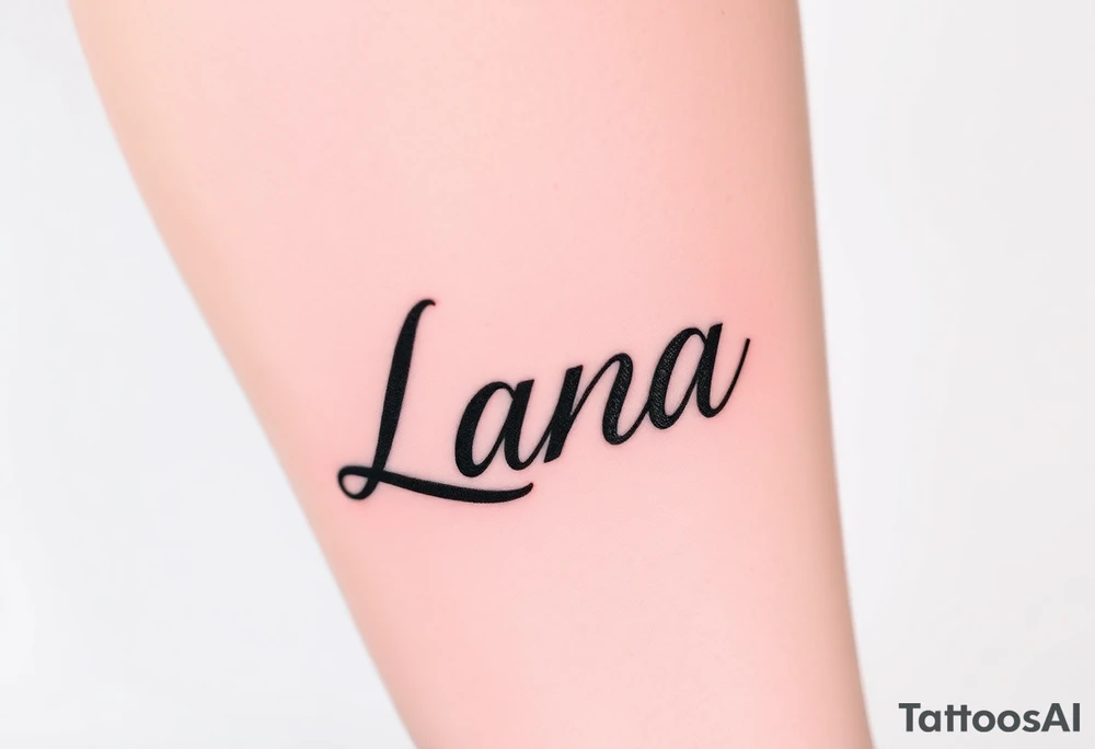 the name Lana going from my knee to my ankle the back of my leg with something cute tattoo idea