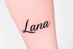 the name Lana going from my knee to my ankle the back of my leg with something cute tattoo idea