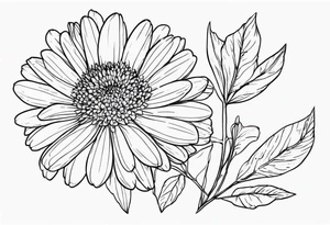 aster flower with roman numerals IX-VI-LVII tattoo idea