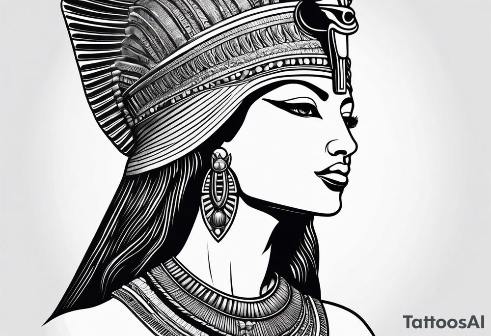 black and white Egyptian goddess Isis tattoo idea