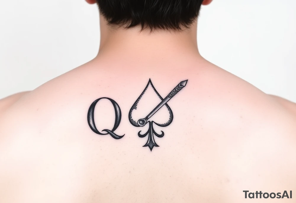 a Q and a spade sketch tattoo idea