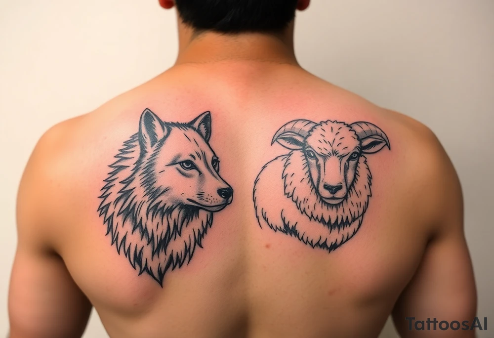Wolf and sheep as one tattoo idea