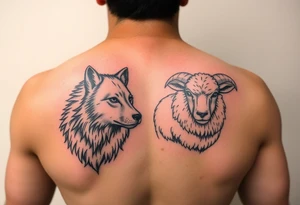 Wolf and sheep as one tattoo idea