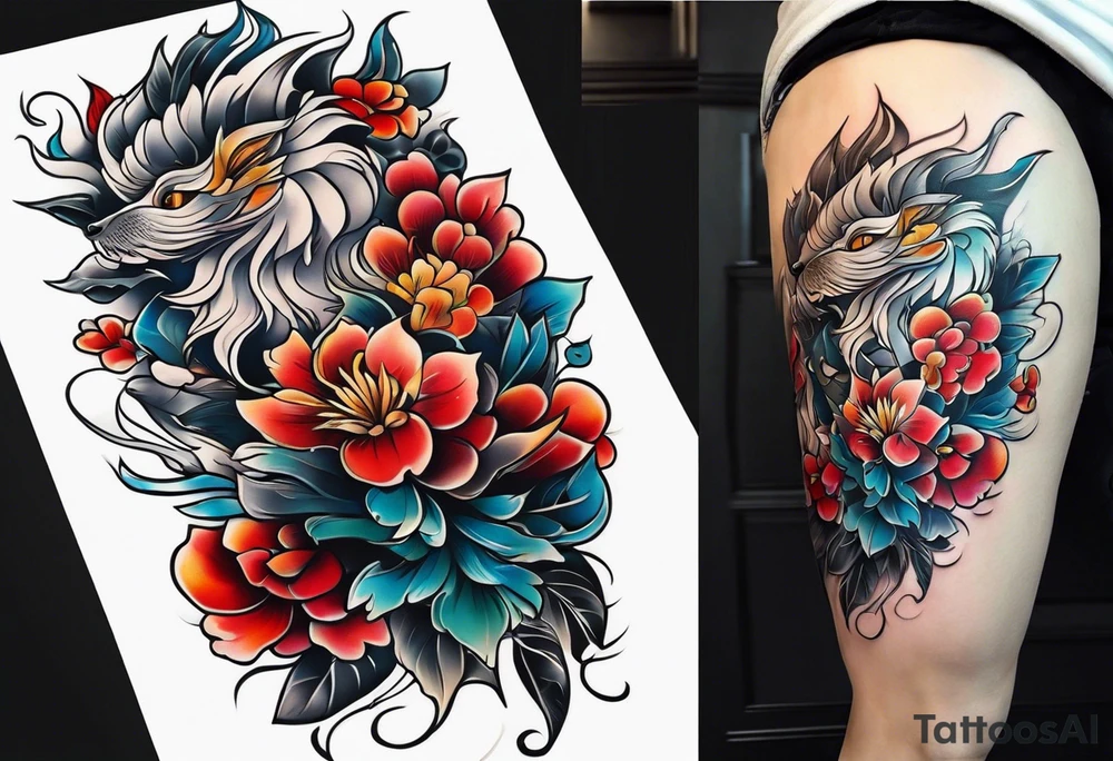 Leg sleeve tattoo idea