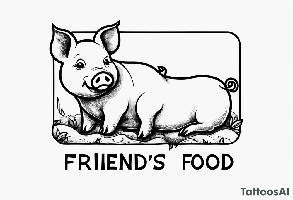 cute pig or piglet.
with text: "friends not food" tattoo idea