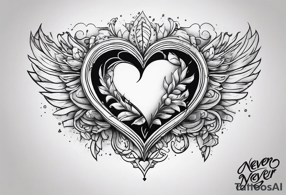 Broken Heart that says Never Say Never tattoo idea