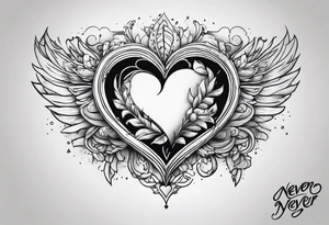 Broken Heart that says Never Say Never tattoo idea