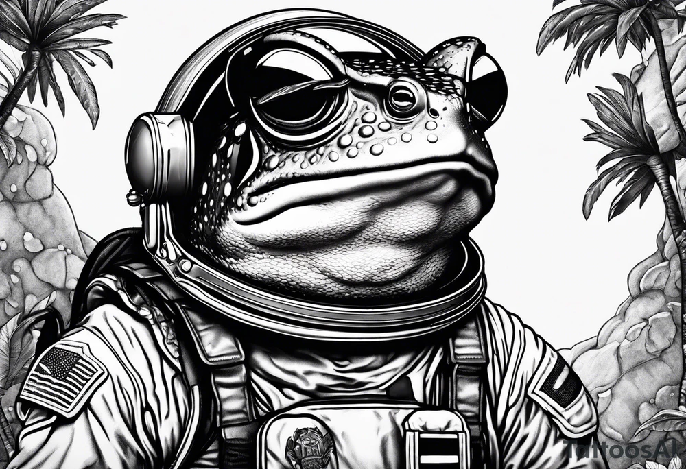 Toad with astronaut helmet tattoo idea