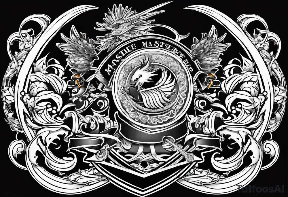 Family crest cool looking with swords tattoo idea