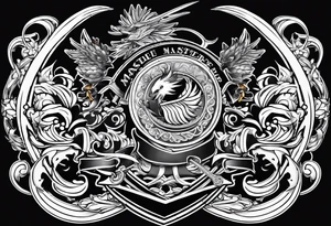 Family crest cool looking with swords tattoo idea