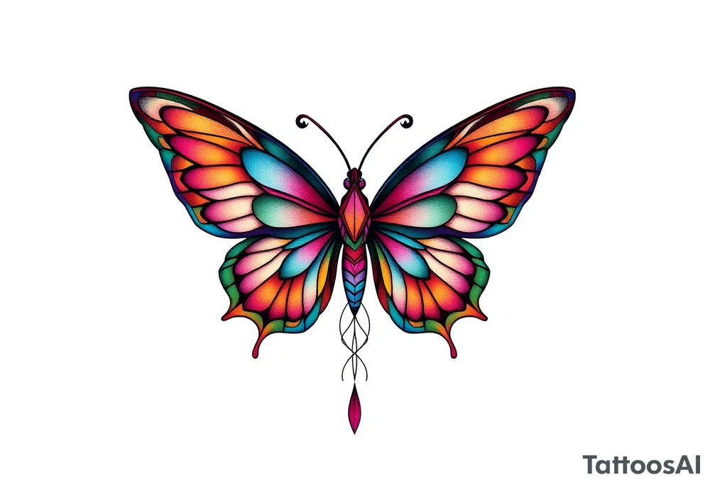 a geometric butterfly tattoo idea