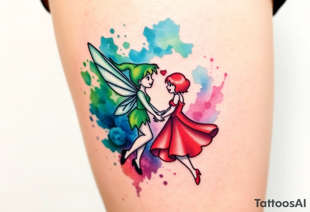 Walt Disney   tinker bell and winer tinker bell  Peter  Pan and   Wendy Darling tattoo idea