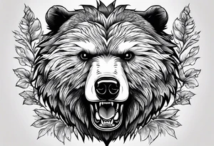 growling bear with a hedgehog between his arms tattoo idea