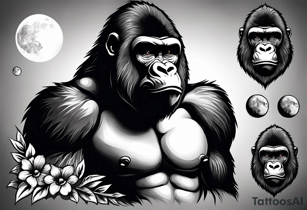 Gorilla with moons tattoo idea