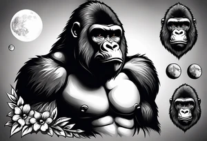 Gorilla with moons tattoo idea