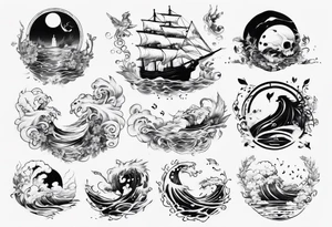 Water theme, romanic, music style tattoo idea
