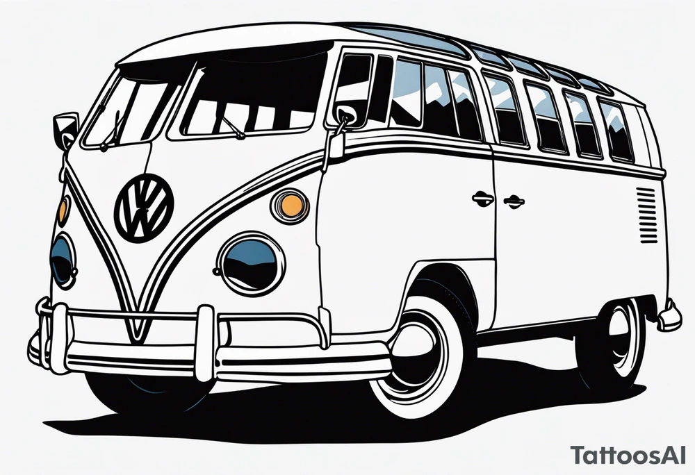 1967 21 window vw bus blue and white tattoo idea