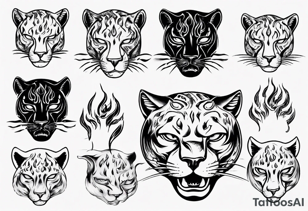 Panther with flames tattoo idea