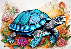 Tortoise with background tattoo idea