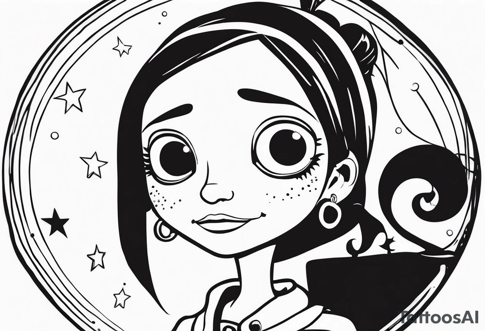 Coraline dool cartoon tattoo idea