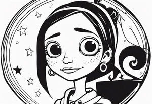 Coraline dool cartoon tattoo idea