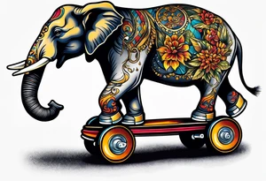 Elephant roller skating tattoo idea
