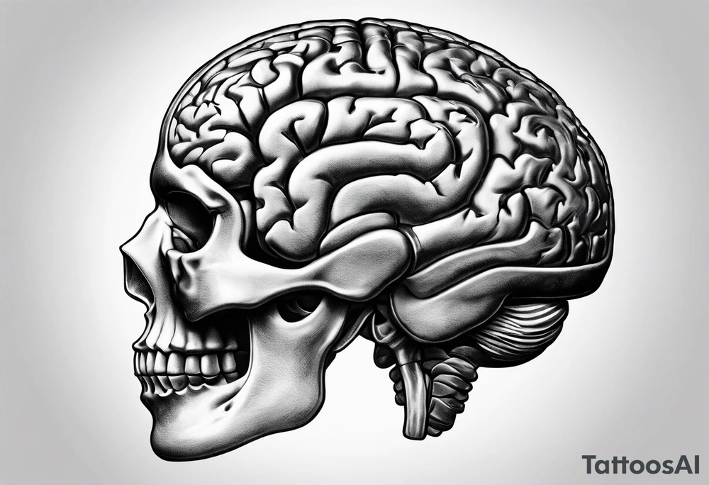 Anatomical brain in media sagittal section tattoo idea