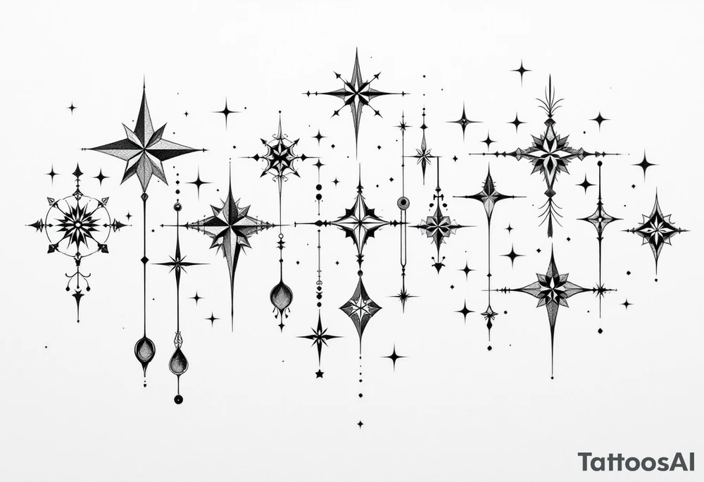 Small stars and tears background tattoo idea