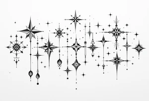 Small stars and tears background tattoo idea