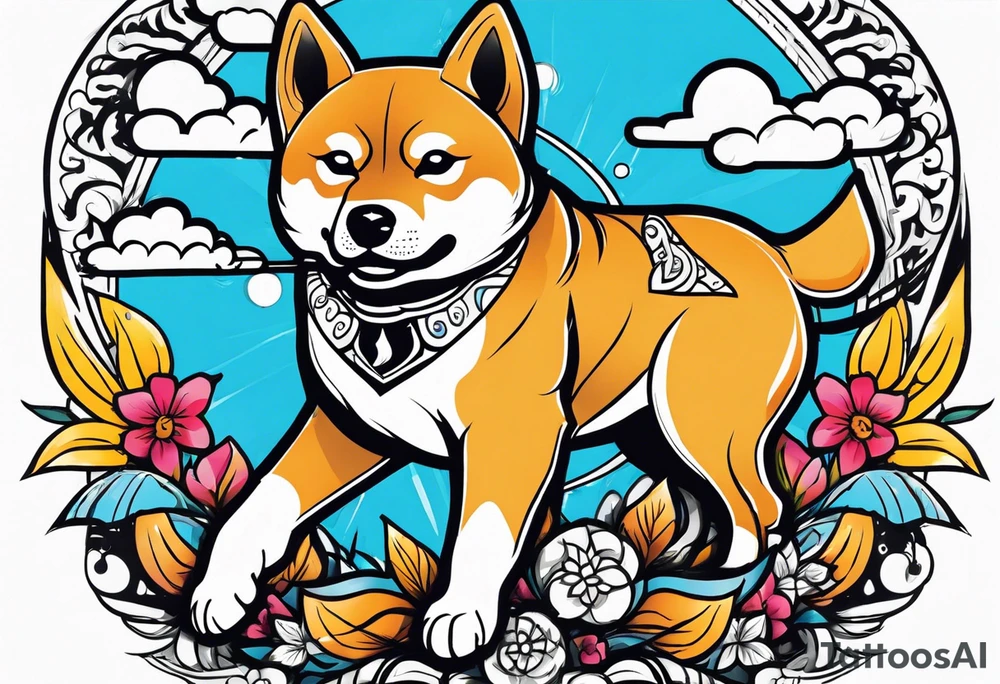 Shiba inu warrior tattoo idea