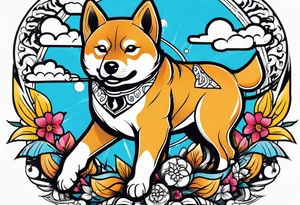 Shiba inu warrior tattoo idea