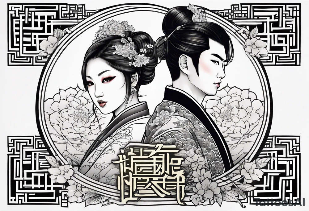 tattoo with names Mina and Han tattoo idea
