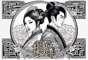 tattoo with names Mina and Han tattoo idea