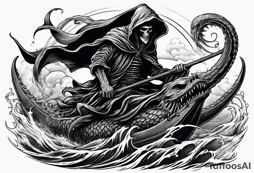 Grim reaper riding a kraken tattoo idea