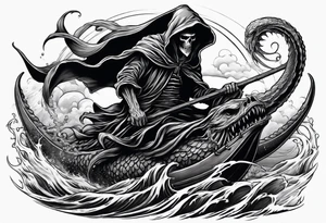 Grim reaper riding a kraken tattoo idea