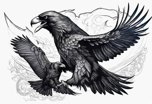 crow fighting eagle tattoo idea